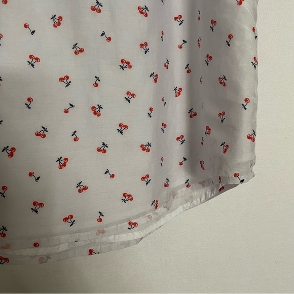 J. Crew Silk Blend Cherry Print Sleeveless HighTie Neck Halter Blouse Top - Picture 11 of 14